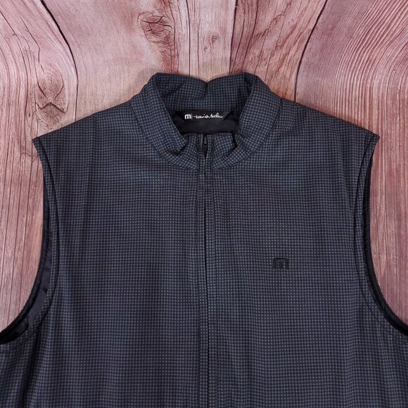 Travis Mathew Golf Vest Mens Size Medium Microplaid Full Zip Gray 1MU365 - Picture 5 of 16